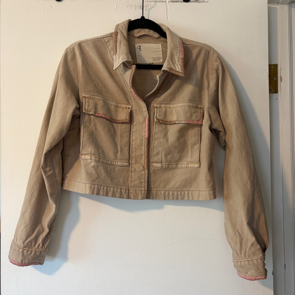 Pilcro Anthropologie Cropped Utility Jacket Khaki Cotton Size‎ Small